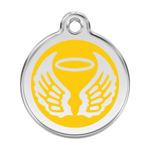 Médaille chien ailes d'anges jaune - Taille L