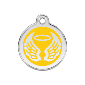 Médaille chien ailes d'anges jaune Taille M