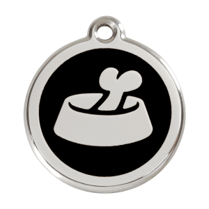 Médaille chien os dans un bol noir Taille L