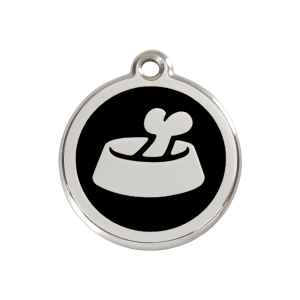 Médaille chien os dans un bol Taille M noir