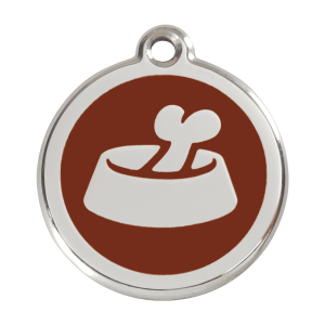 Médaille chien os dans un bol brun Taille L