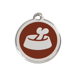 Médaille chien os dans un bol brun Taille M