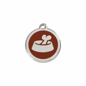 Médaille chat ou petit chien Os dans un bol Brun S 20mm
