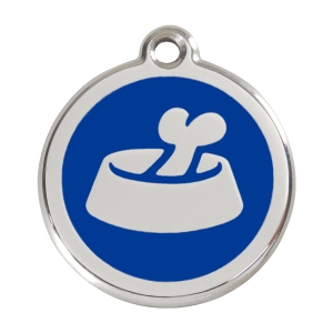 Médaille chien os dans un bol Bleu foncé Taille L
