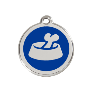 Médaille chien os dans un bol Bleu foncé Taille M