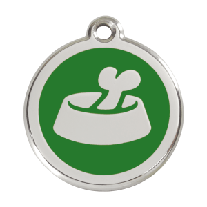 Médaille chien os dans un bol Vert Taille L