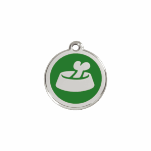 Médaille chat Os dans un bol Émail Vert S 20mm