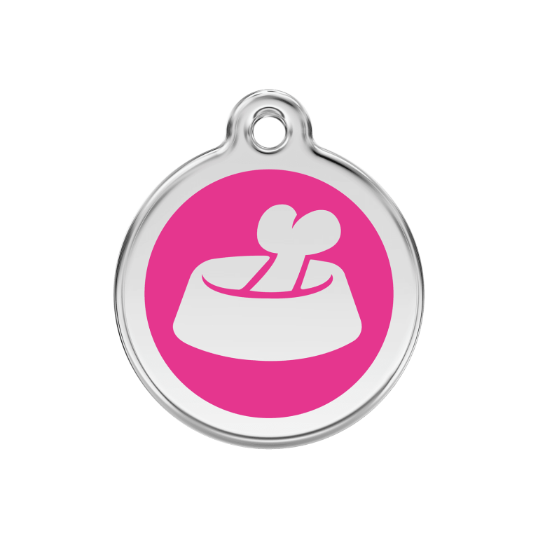 Vue avant - Médaille personnalisable Red Dingo Os dans un bol Rose vif Taille M