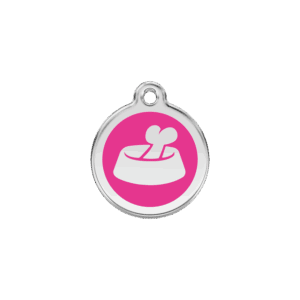 Médaille chat Os dans un bol Rose vif S 20mm