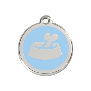 Médaille chien os dans un bol bleu clair Taille M