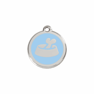 Médaille chat Os dans un bol Bleu clair S 20mm