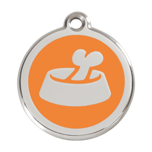 Médaille chien os dans un bol orange Taille L