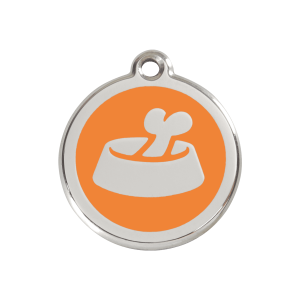 Médaille chien os dans un bol orange Taille M