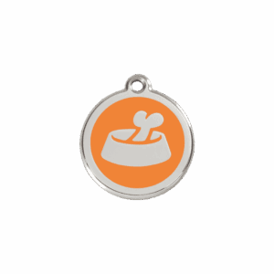 Médaille chat Os dans un bol Émail orange S 20mm