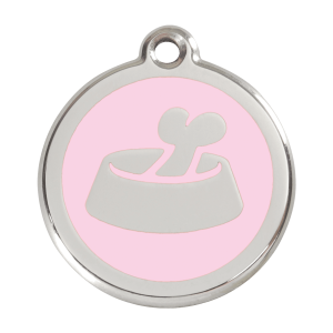 Médaille chien os dans un bol rose Taille L