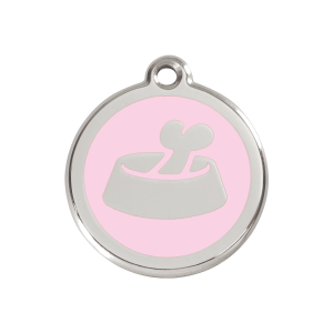 Médaille chien os dans un bol Rose Taille M