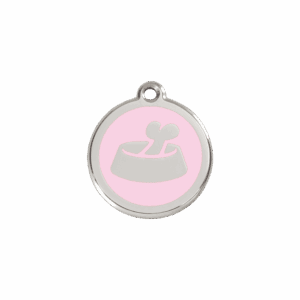 Médaille personnalisable pour chat ou petit chien Émail et acier inoxydable Os Rose Taille S