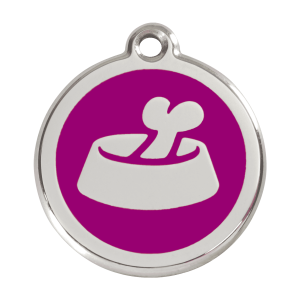 Médaille chien os dans un bol violet Taille L