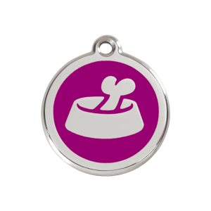 Médaille chien os dans un bol violet Taille M