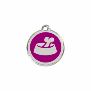 Médaille chat Os dans un bol Violet S 20mm