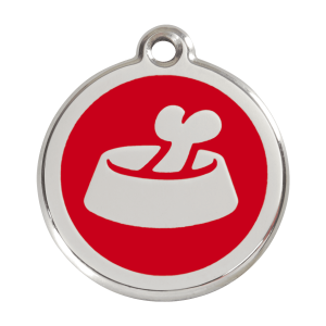Médaille chien os dans un bol rouge Taille L