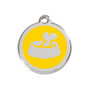 Médaille chien os dans un bol Jaune Taille M