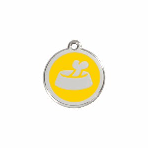 Médaille chat Os dans un bol Jaune S 20mm