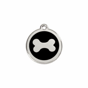 Médaille chat Os émail noir S 20 mm