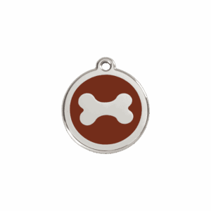 Médaille chat Os en émail et acier inoxydable - Taille S - Brun