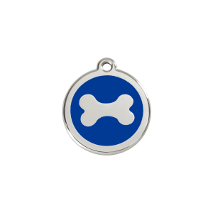 Médaille chat Os bleu foncé S émail et acier inoxydable