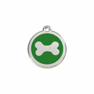 Médaille chat Os en émail vert et acier inoxydable - Taille S