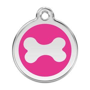 Médaille chien Os rose vif Taille L