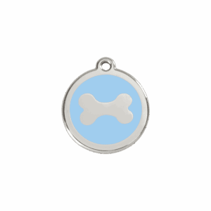 Médaille chat Os bleu clair S émail et acier inoxydable