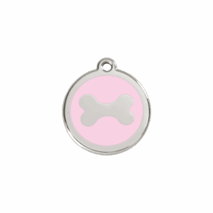 Médaille chat Os Rose Taille S en Émail et Acier inoxydable