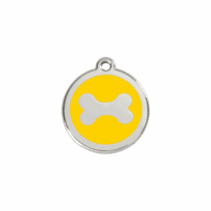 Médaille chat Os Jaune Taille S en émail et acier inoxydable