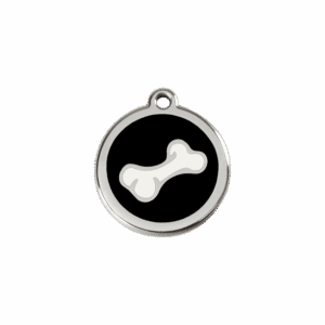Médaille chat Os dessin animé émail noir S 20mm