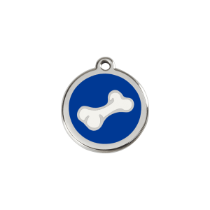 Médaille chat Os dessin animé Émail et acier inoxydable S Bleu foncé 20mm
