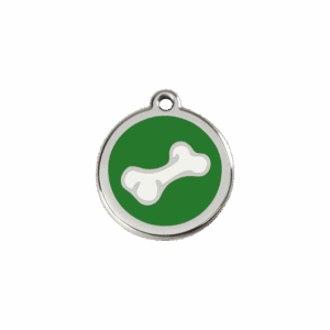 Médaille chat Os dessin animé Émail/Acier inoxydable S Vert 20mm