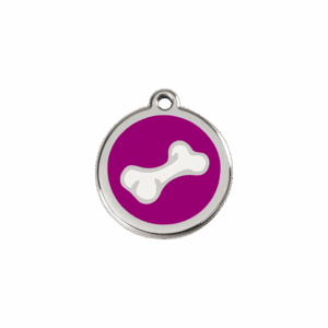 Médaille chat Os dessin animé Émail violet S 20mm