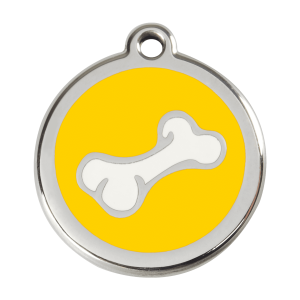 Médaille chien os dessin animé jaune Taille L