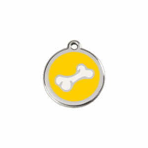 Médaille chat Os dessin animé Jaune S 20mm
