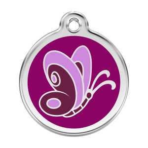 Médaille chien Papillon Violet Taille L 38mm
