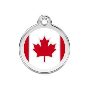 Médaille chien Drapeau canadien Rouge Taille M