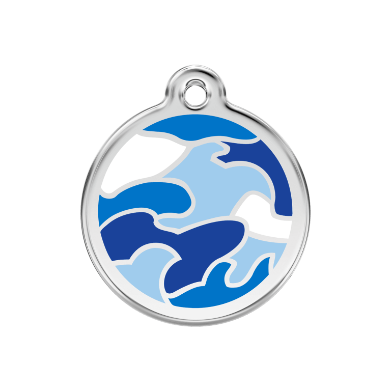 Vue avant - Médaille personnalisable pour chien Red Dingo Camouflage Bleu foncé - Taille M