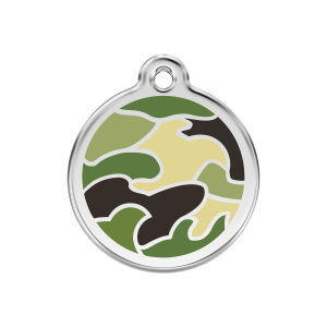 Médaille chien camouflage vert Taille M émail et acier inoxydable
