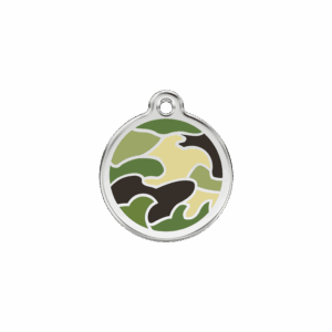 Médaille chat camouflage Vert Taille S émail et acier inoxydable