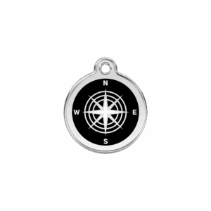 Médaille chat boussole Taille S émail noir et acier inoxydable