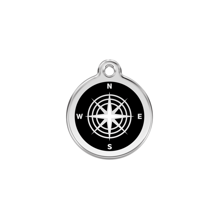 Vue avant - Médaille personnalisable pour chien/chat Red Dingo Émail/Acier inoxydable Boussole Noir S 20.00 7G