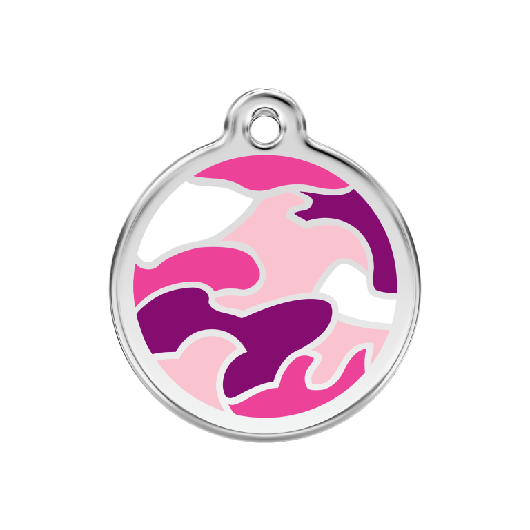Vue avant - Médaille personnalisée pour chien Red Dingo Camouflage Rose - Taille M