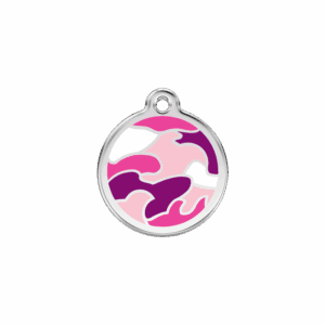 Médaille chat camouflage Rose Taille S en émail et acier inoxydable